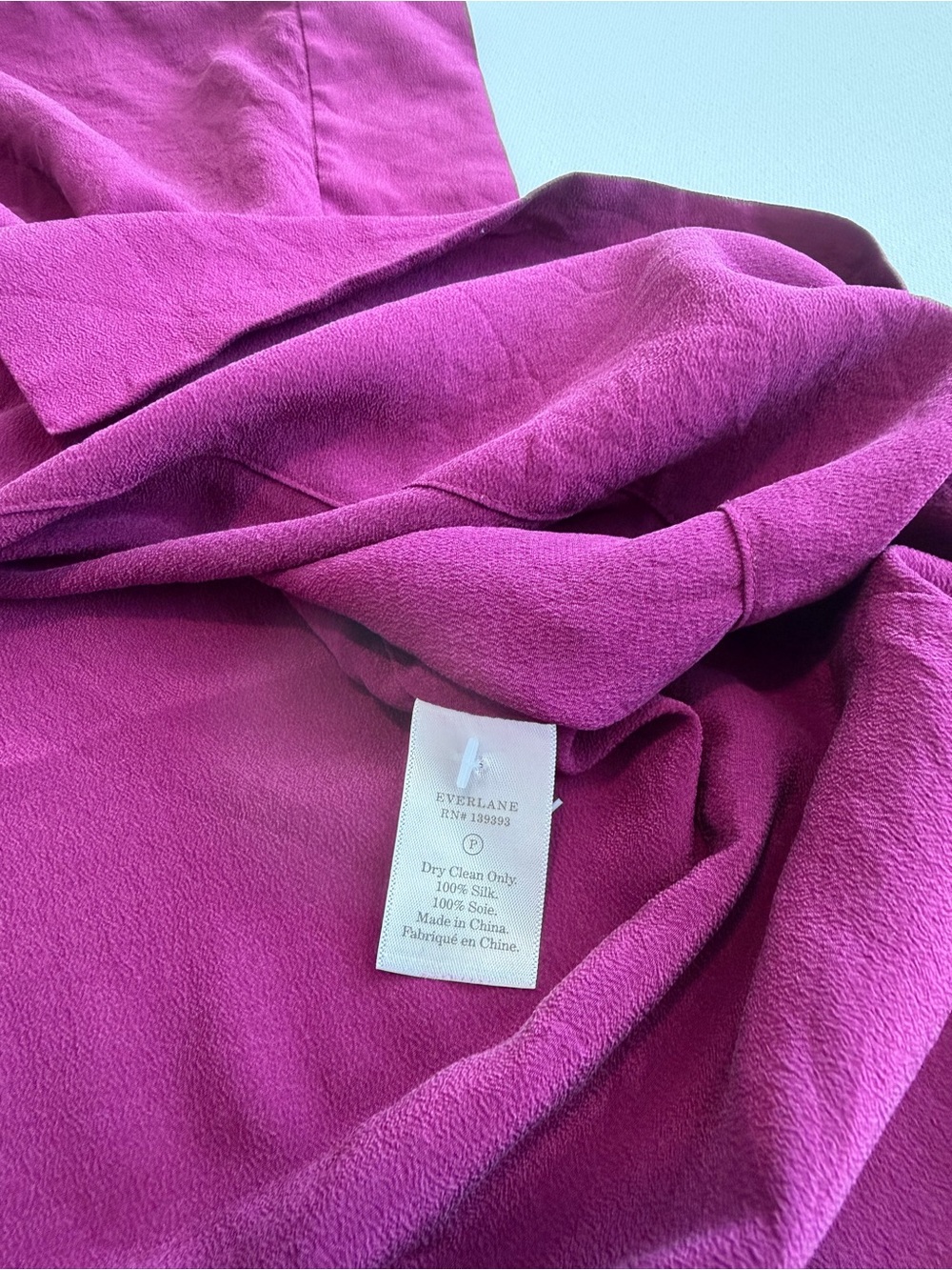 Everlane 100% Silk Button Down Blouse Magenta Purple Size 6 Short Sleeve Relaxed - Picture 5 of 7